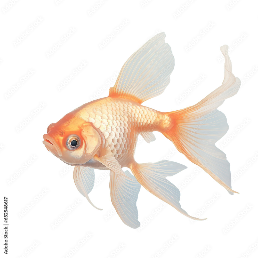 Beautiful goldfish swimming against a transparent background Beautiful goldfish swimming against a transparent background