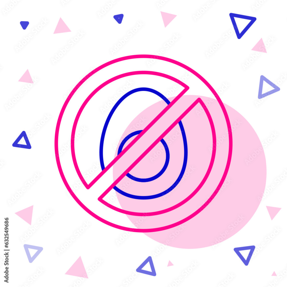 Line No meat icon isolated on white background. No fast food allowed - vegetarian food. Colorful outline concept. Vector Line No meat icon isolated on white background. No fast food allowed - vegetarian food. Colorful outline concept. Vector