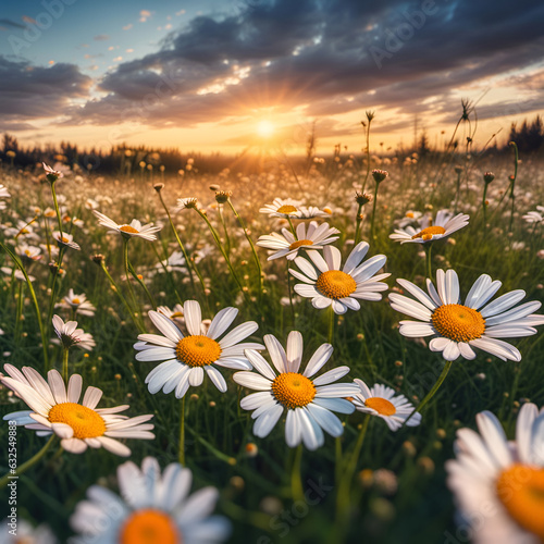 Summertime  Chamomile flowers on the summer meadow  natural backgrounds  Ai generated