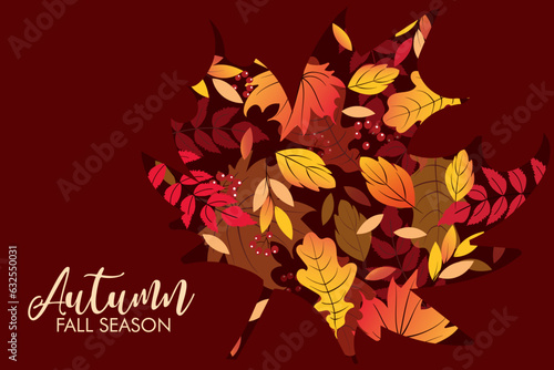 Autumn sale background layout decorate with leaves frame of autumn for shopping sale or banner  promo poster  frame leaflet or web. Vector illustration.