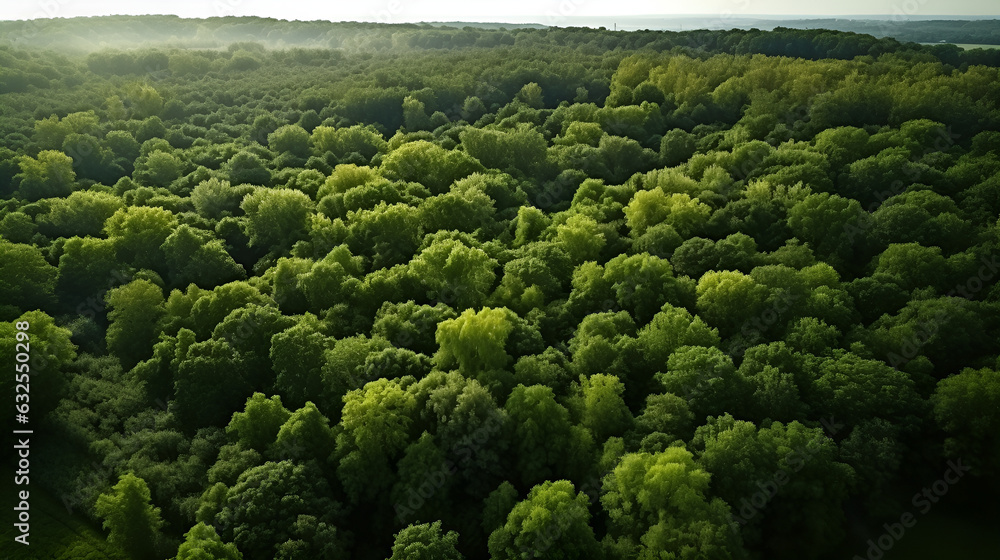 Forest in Bird eye's view, wonderful landscape, v16, created with generative AI technology