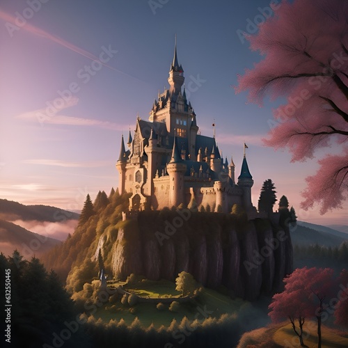 castle on the hill in the forest