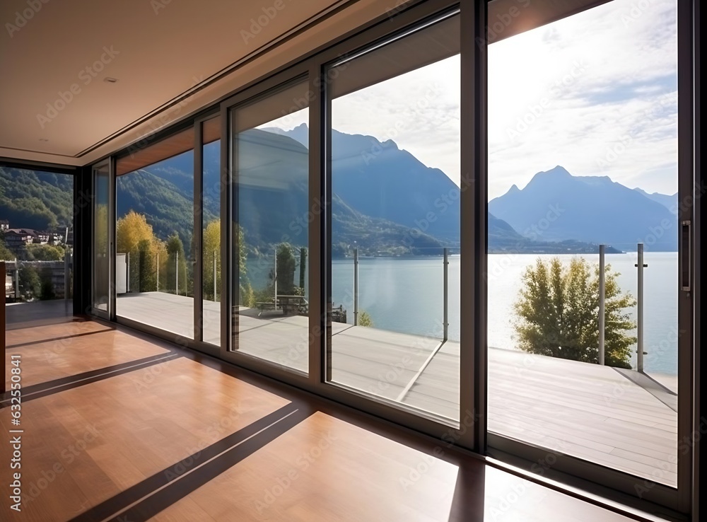 Obraz premium Generative AI : Metal slide door factory open door