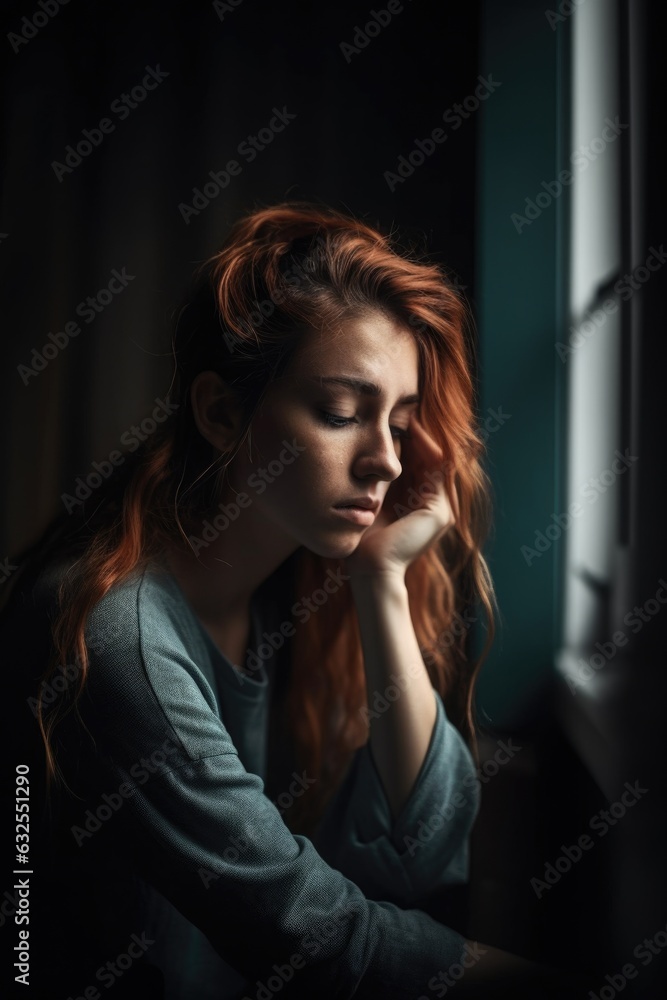 shot of a young woman experiencing mental illness while at home shot of a young woman experiencing mental illness while at home
