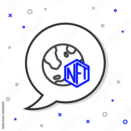 Line NFT Digital crypto art icon isolated on white background. Non fungible token. Colorful outline concept. Vector