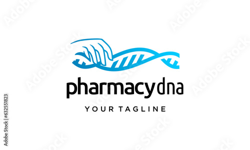 Vector hand hold dna logo suitable for a health pharmacy logo