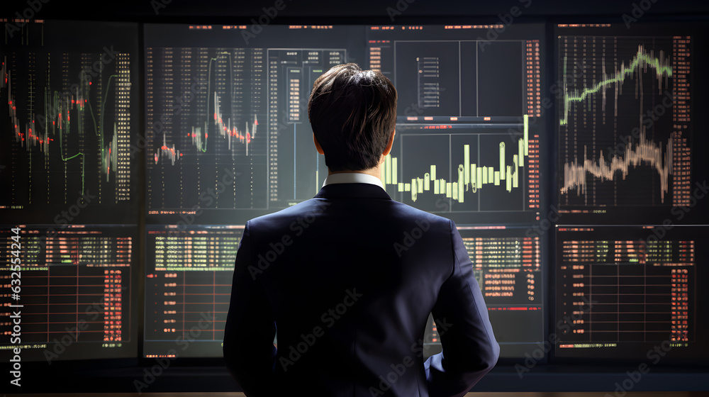 Fototapeta premium Business-Mann analysiert Charts