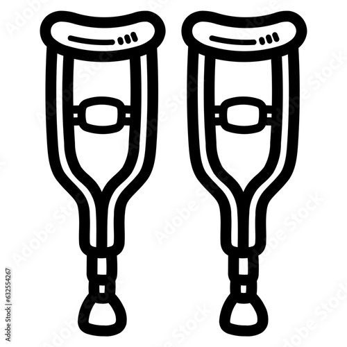 crutches line icon style