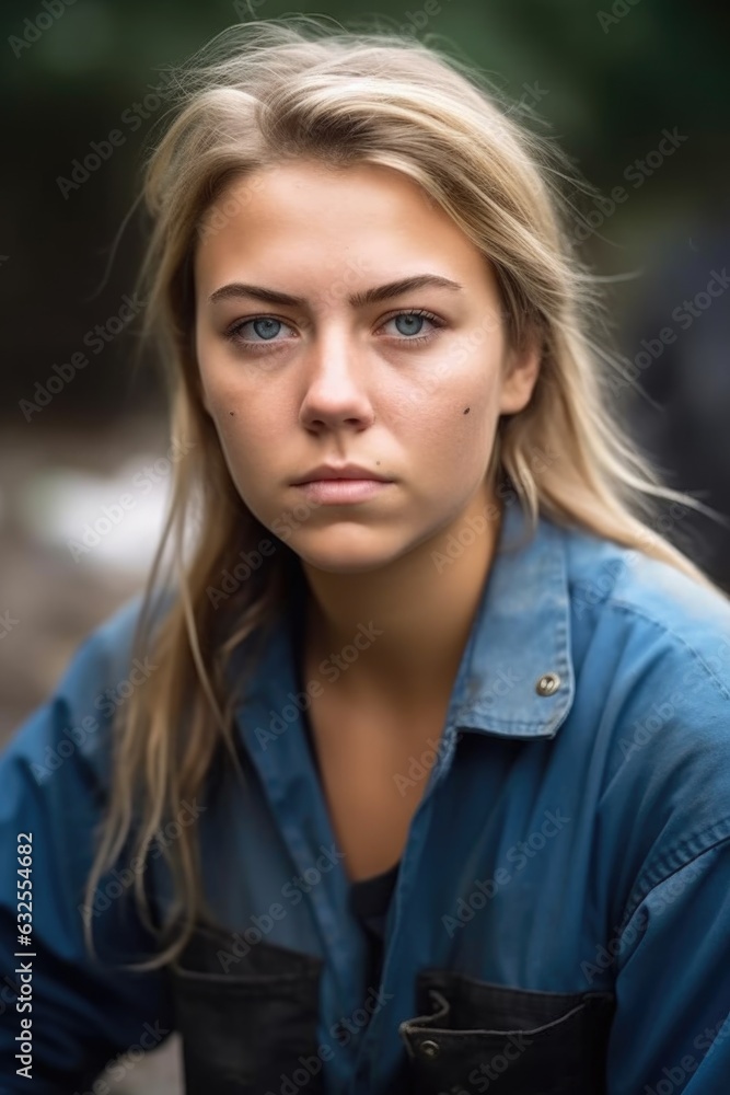 portrait of a young woman completing community service work