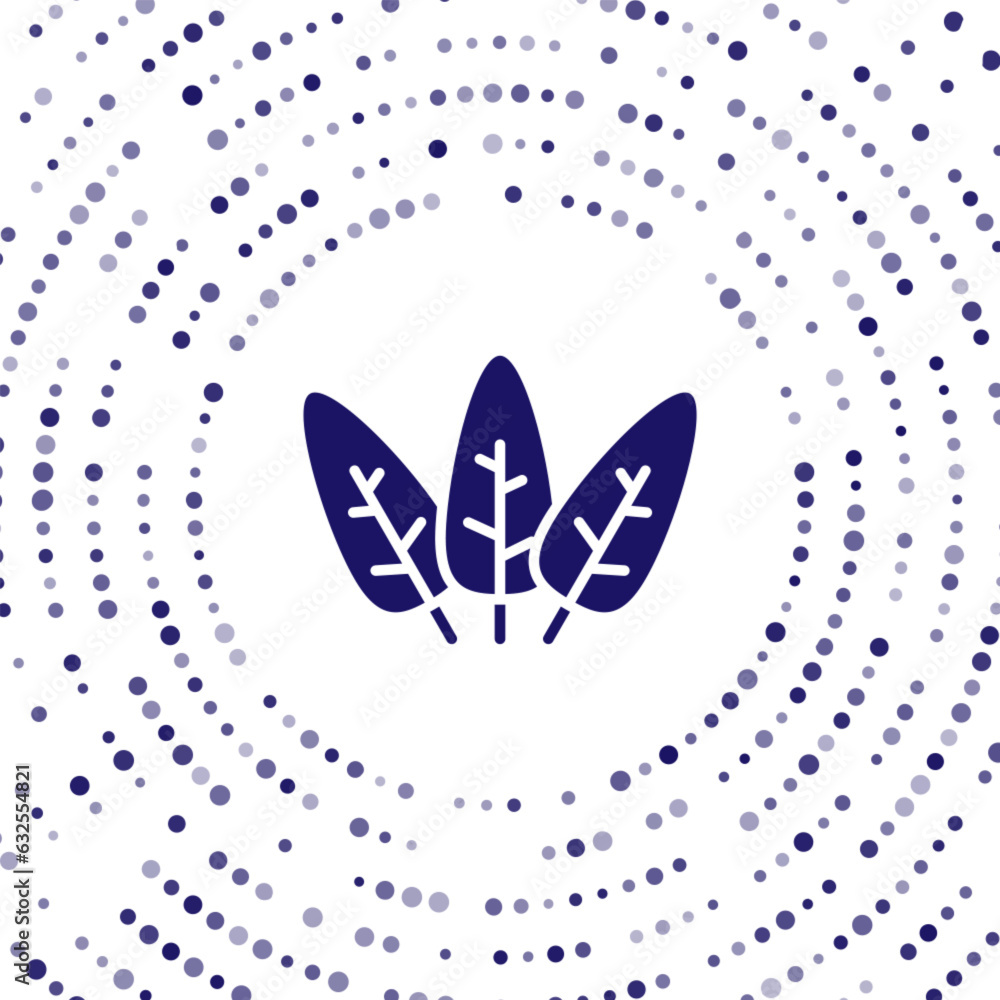 Obraz premium Blue Leaf icon isolated on white background. Leaves sign. Fresh natural product symbol. Abstract circle random dots. Vector