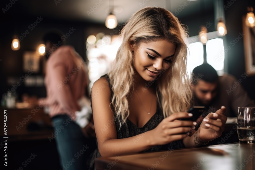 shot of a young woman using a smartphone while being helped by her partner in their restaurant