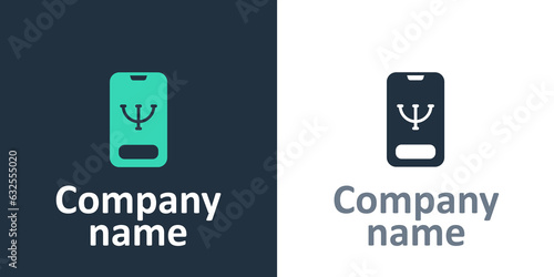 Logotype Online psychological counseling distance icon isolated on white background. Psychotherapy, psychological help, psychiatrist online consulting. Logo design template element. Vector
