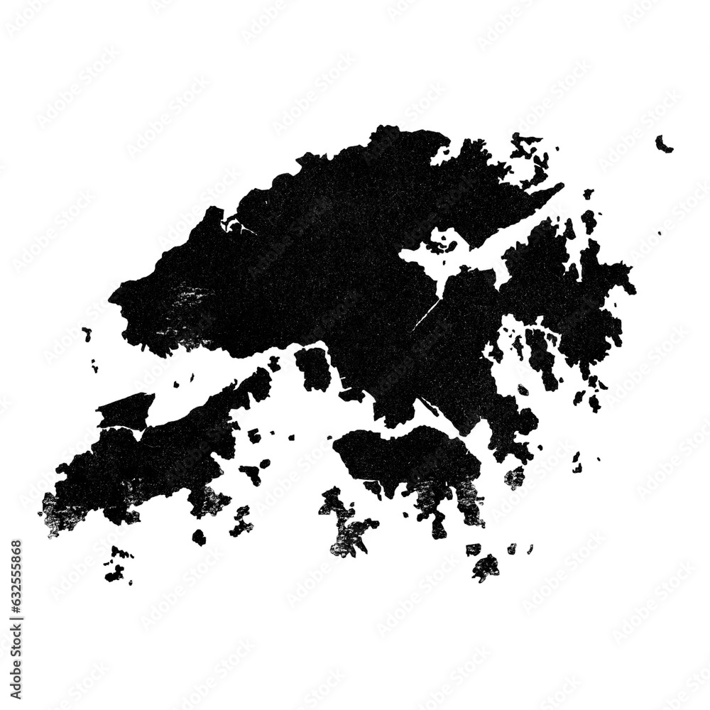Hong Kong country map in grunge stamp style isolated on transparent background