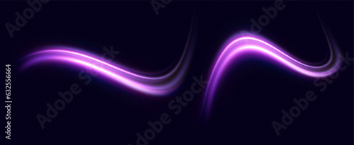 neon multicolored glowing swirl. The effect of moving at the speed of light. Easy trail. Shiny wavy path. Vector.