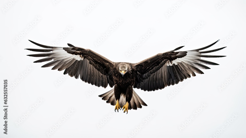 Obraz premium Silhouette of majestic white tailed eagle in flight against a white background in Hokkaido Japan captured in a stunning long exposure photo perfect for wallpaper or wildlif