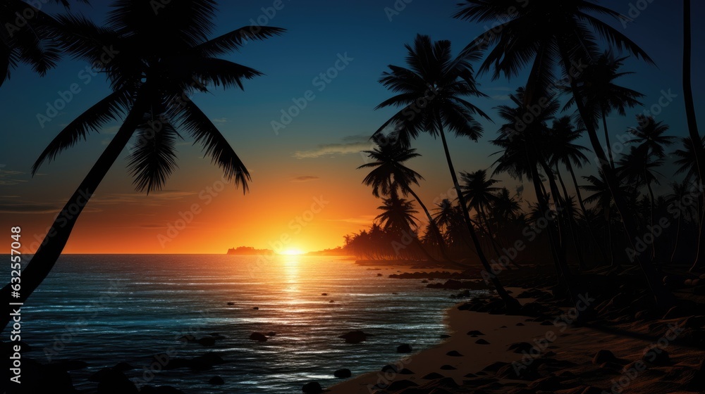 Beach coconut trees shadows