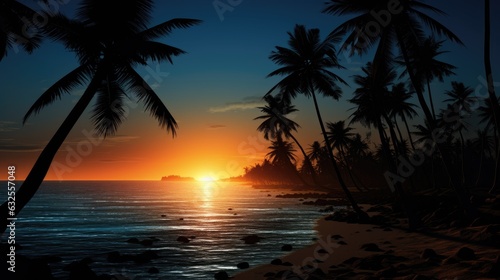 Beach coconut trees shadows © HN Works