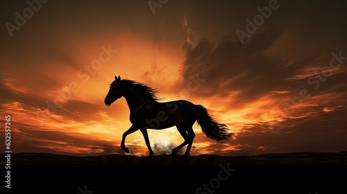 Dawn s silhouette of a horse © HN Works