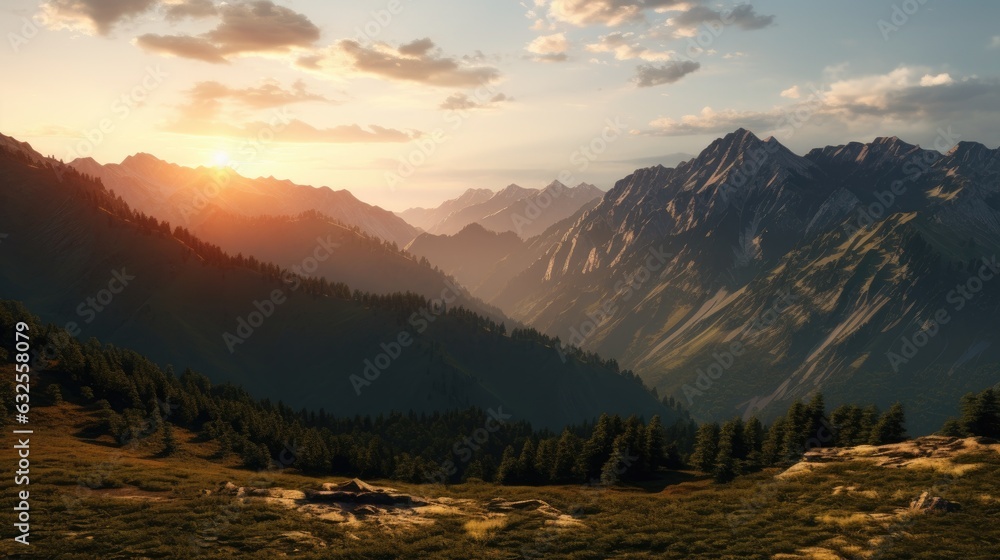 Evening glow in the Caucasus peaks