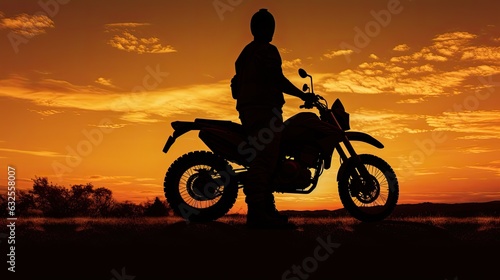 Man wearing hat on off road motorbike at dusk © HN Works