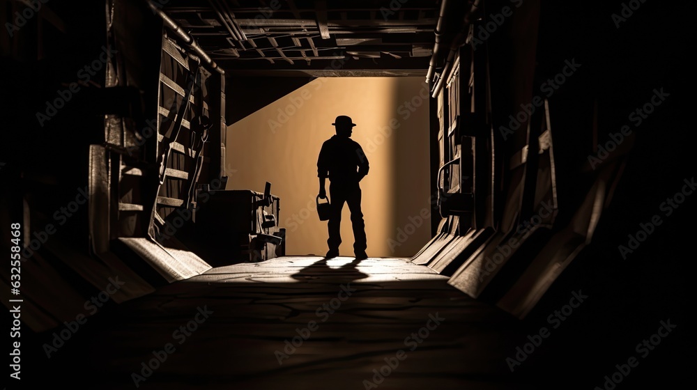 Toy worker silhouette in a tunnel captures professional challenge Toy worker silhouette in a tunnel captures professional challenge