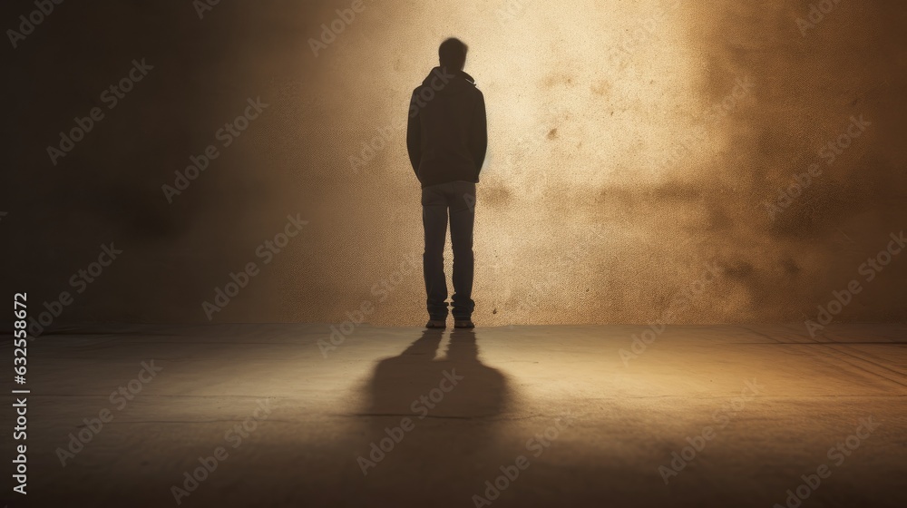 Obraz premium Man s shadow on textured asphalt background