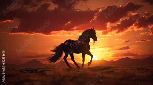 Horse silhouette during sunset