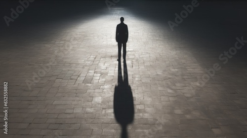 Obraz na płótnie Man s shadow on textured asphalt background w salonie