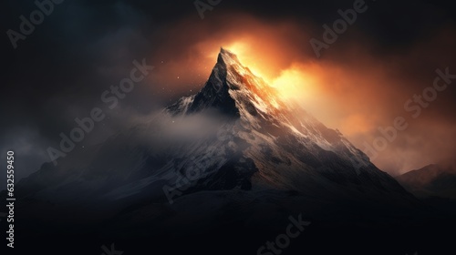 Mountain outline with striking light change