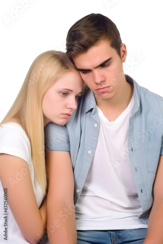 studio shot of a young couple experiencing relationship problems isolated on white
