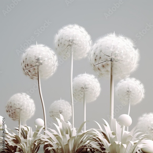 white dandelion on grey background