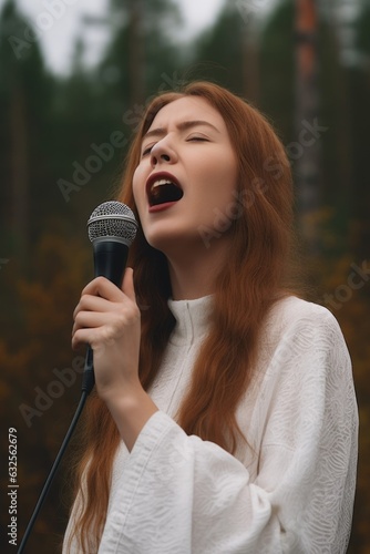 cropped shot of an unrecognizable woman singing in a beautiful nature setting