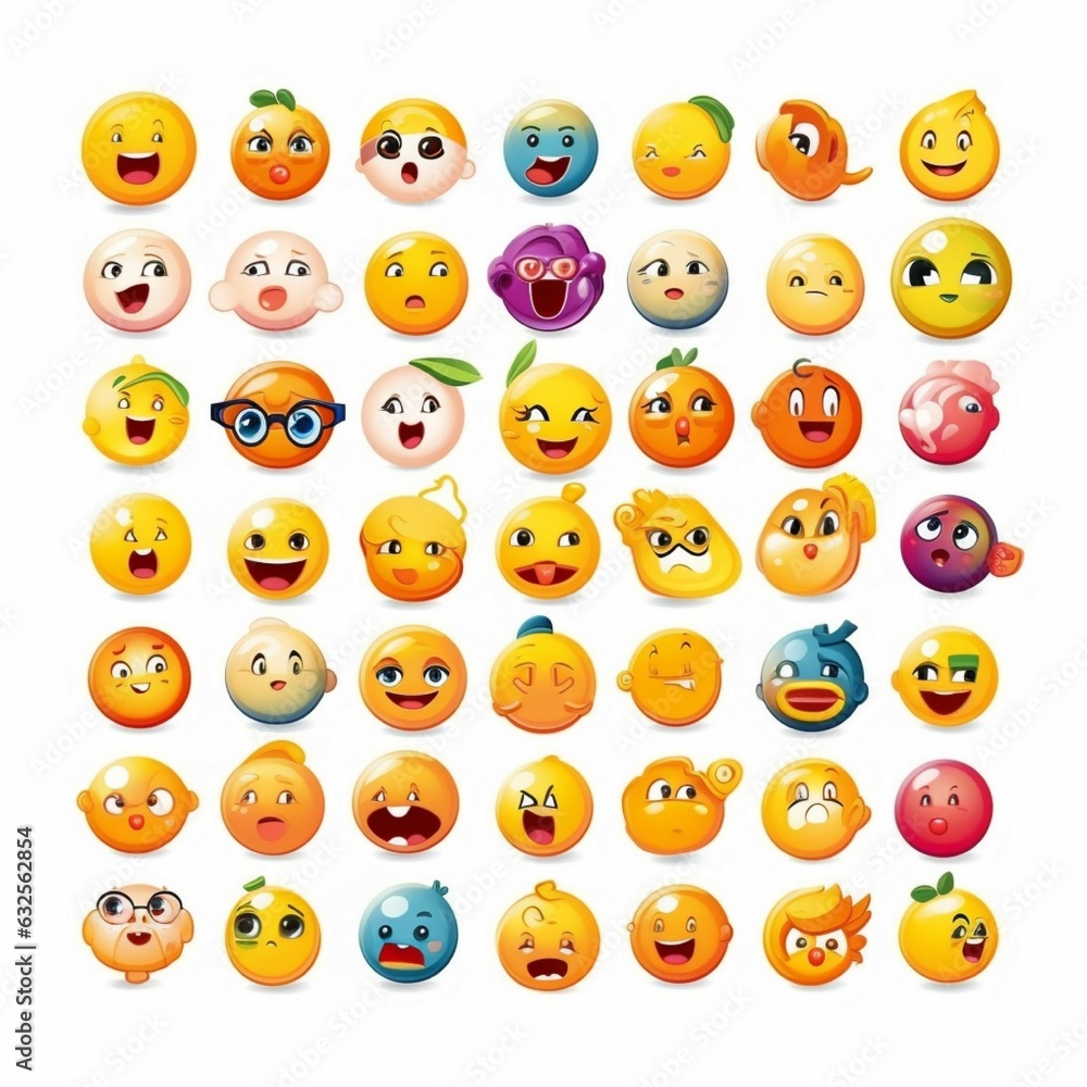 Smiling emoticons on a white background. 3d illustration Smiling emoticons on a white background. 3d illustration