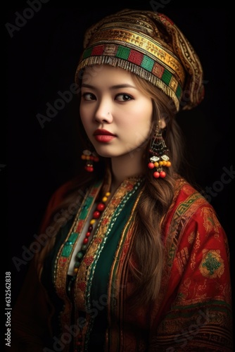 portrait of an attractive young woman wearing traditional clothing