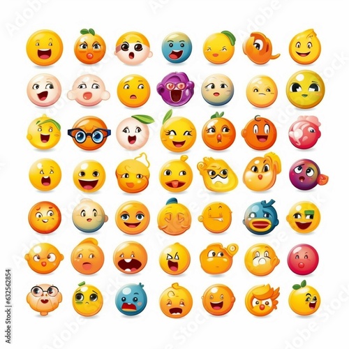 Smiling emoticons on a white background. 3d illustration