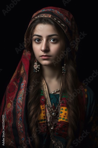 portrait of a young female wearing traditional attire