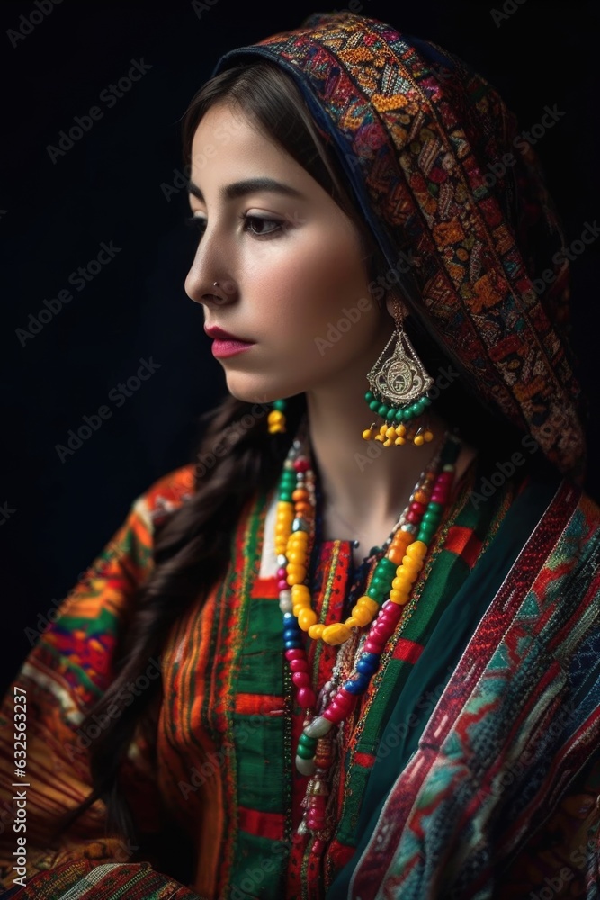 cropped shot of a woman wearing colorful traditional clothing