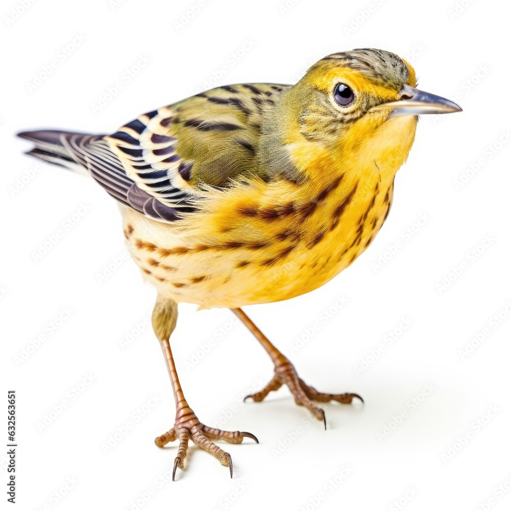 Cape may warbler bird isolated on white. Generative AI Cape may warbler bird isolated on white. Generative AI