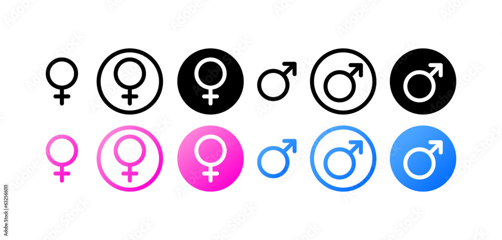 Gender icons. Flat, color, male icon, female icon. Vector icons Gender icons. Flat, color, male icon, female icon. Vector icons