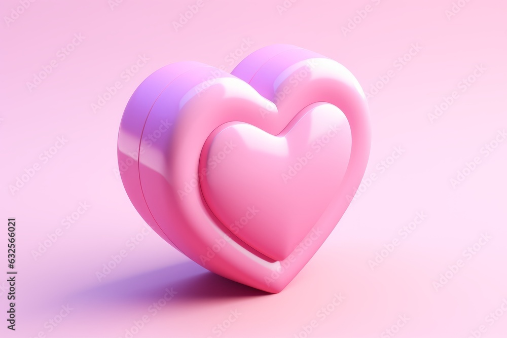 Tiny cute isometric love icon, heart shaped. Beautiful illustration picture. Generative AI