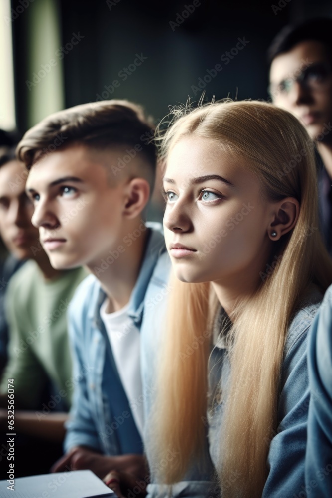 shot of a group of teenagers in class at university shot of a group of teenagers in class at university