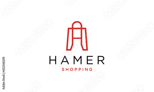 Vector h letter shop shopping bag logo vector suitable for shopping logo
