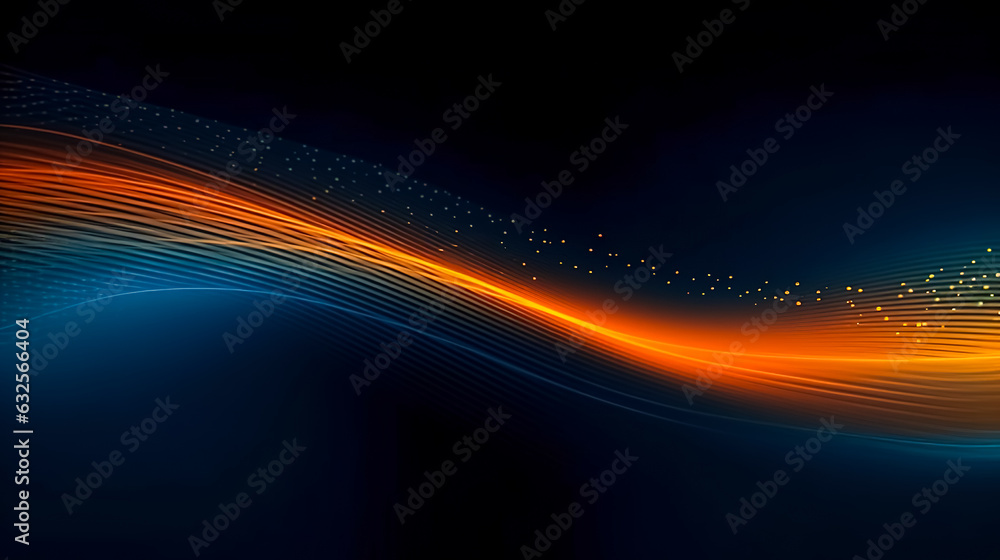 Abstract background with blue and orange waves, generative AI. Abstract background with blue and orange waves, generative AI.