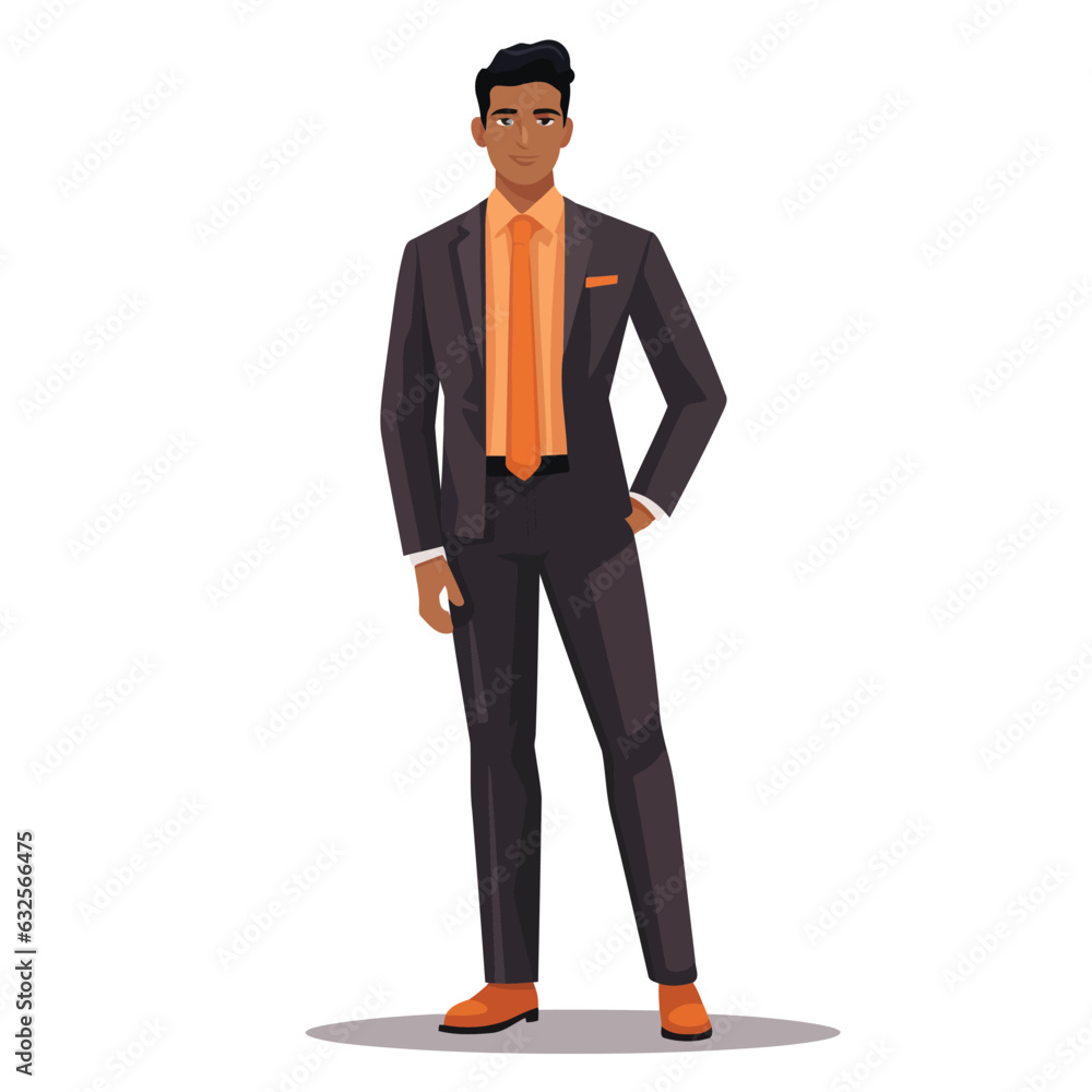 indian man in business suit vector flat isolated illustration