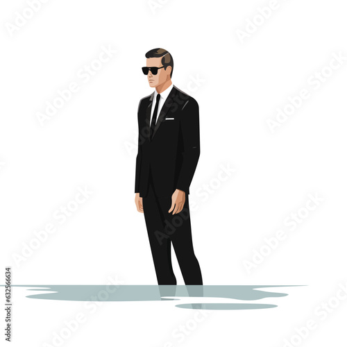 man in business suit swiming in pool vector isolated illustration