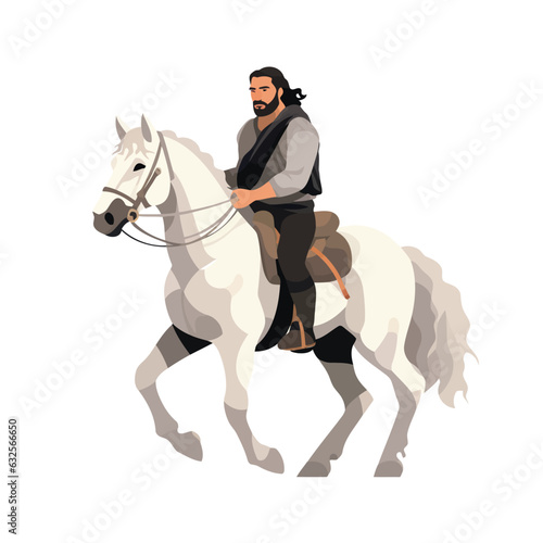 man riding horse vector flat minimalistic isolated illustration