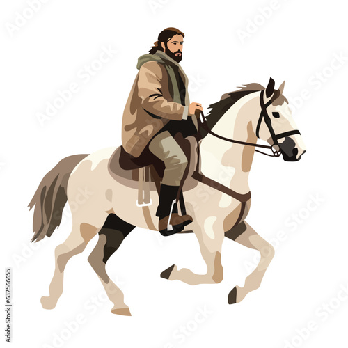 man riding horse vector flat minimalistic isolated illustration