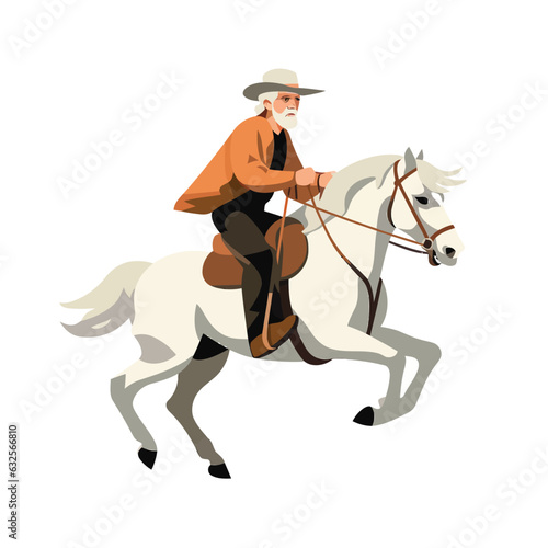 old man riding horse vector flat minimalistic isolated illustration