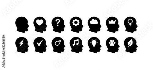 Head icon. Silhouette, black, an idea in the head, the status of a person. Vector icons