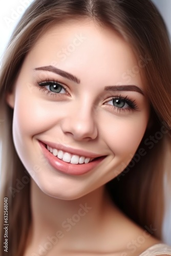 closeup of beautiful face of a smiling young woman